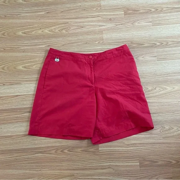 LIZ Golf Audra Red Shorts Size 10 - Picture 1 of 9